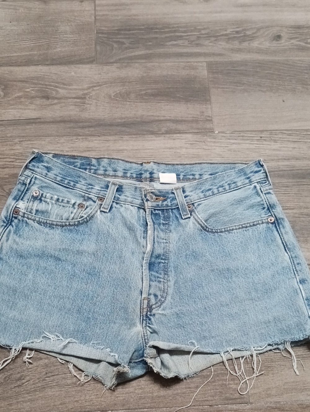 Levi's 501 Light Wash Distressed Denim Shorts